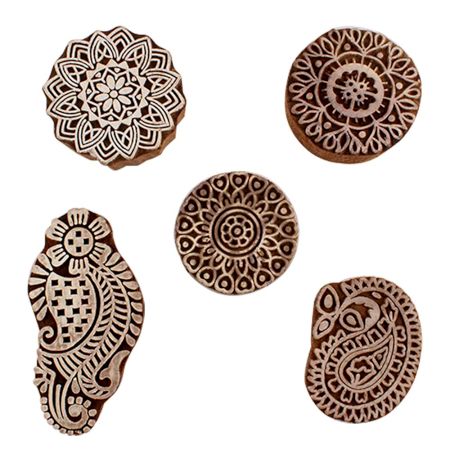 Set of 5 Piece New Mix Wooden Printing Blocks